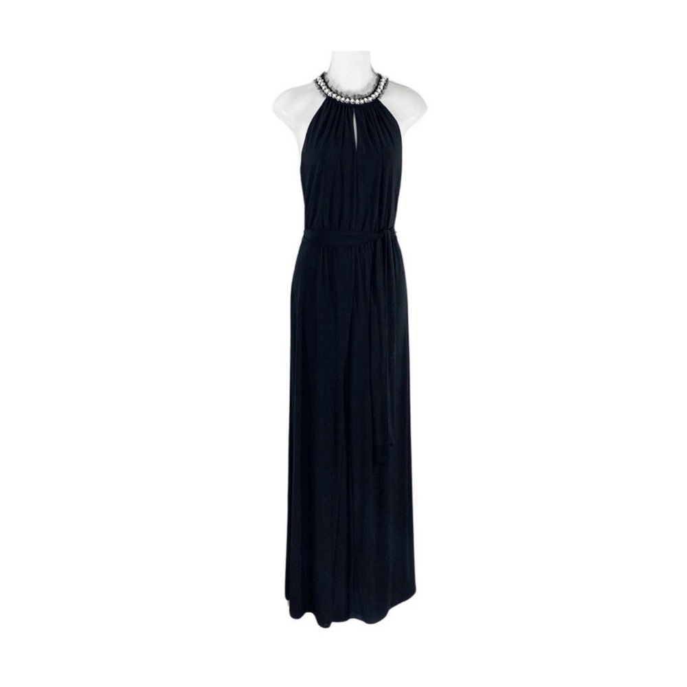 Betsey Johnson Sleeveless Pearl Neck Belted Cropped Wide Leg Jumpsuit Size 12